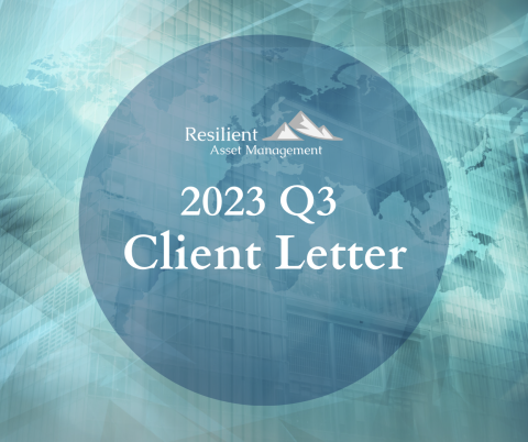 Resilient Asset Management 2023 Client Letter. Circle with stylized international map in the background.