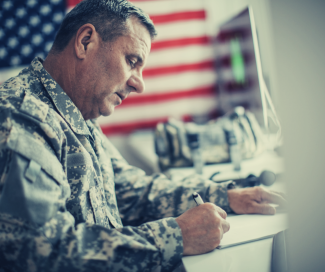 Military service member writing